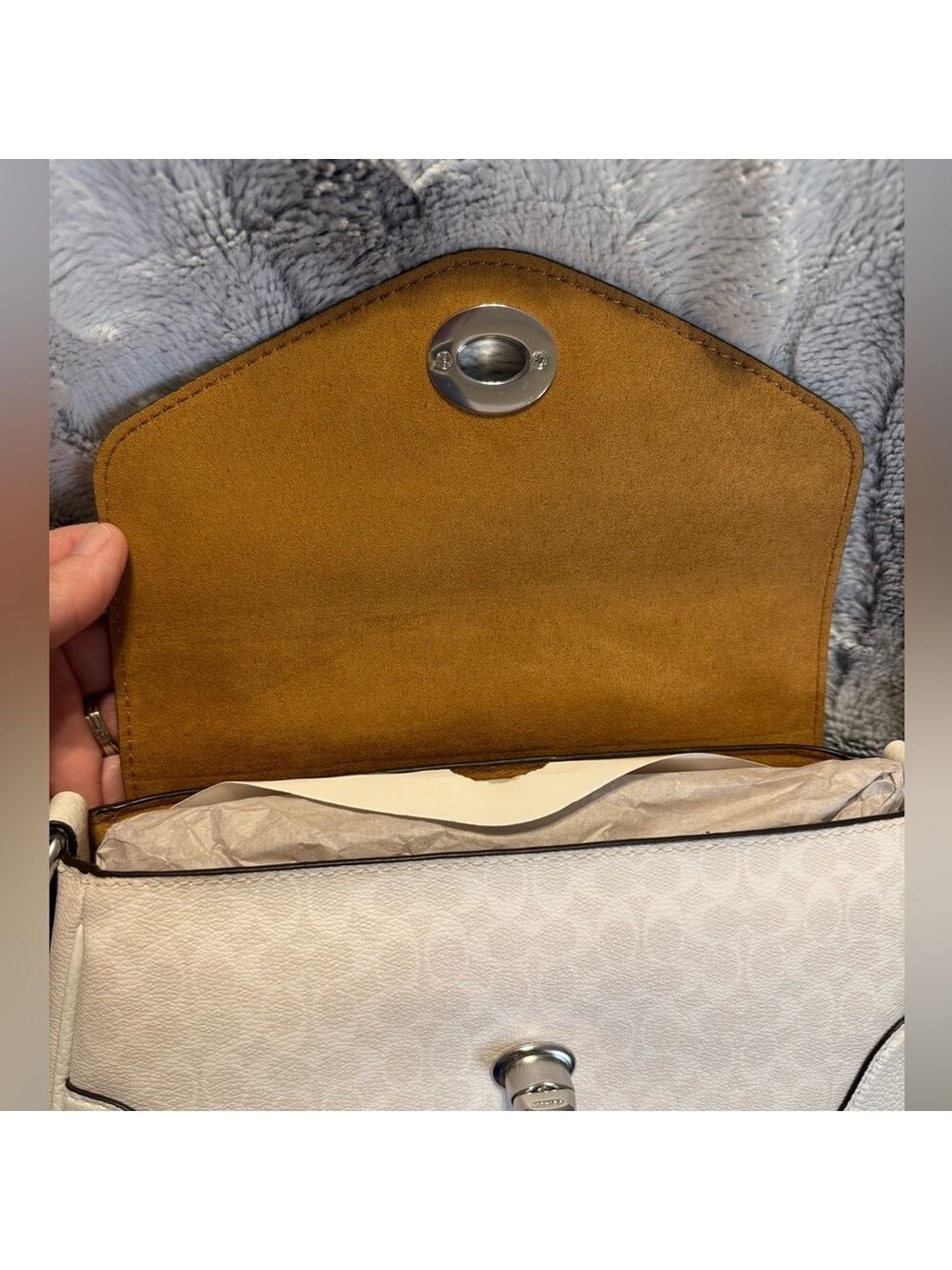 Coach - Signature Millie Shoulder Bag w/crossbody Strap Chalk/Glacier White NEW - Picture 9 of 11